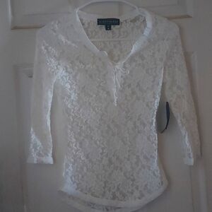 White lace with lace up front top